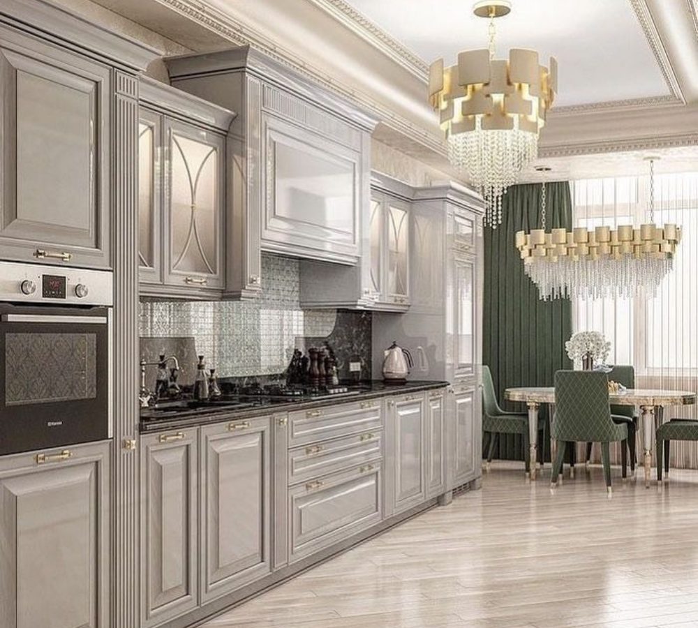 Ivory kitchen with built-in appliances