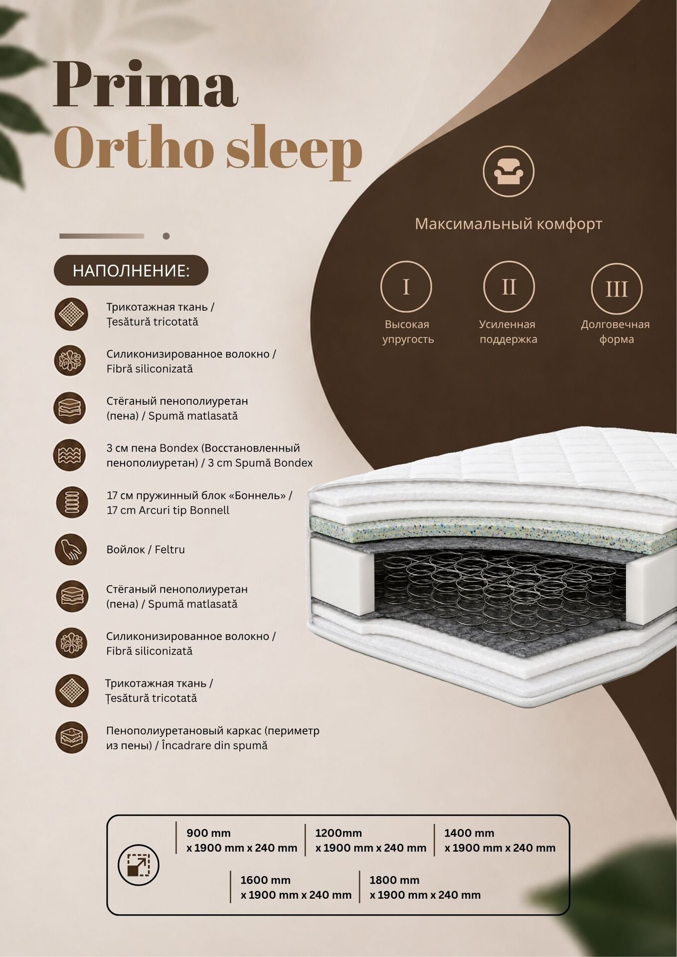 Matratze Prima Ortho sleep: Schichten und Eigenschaften