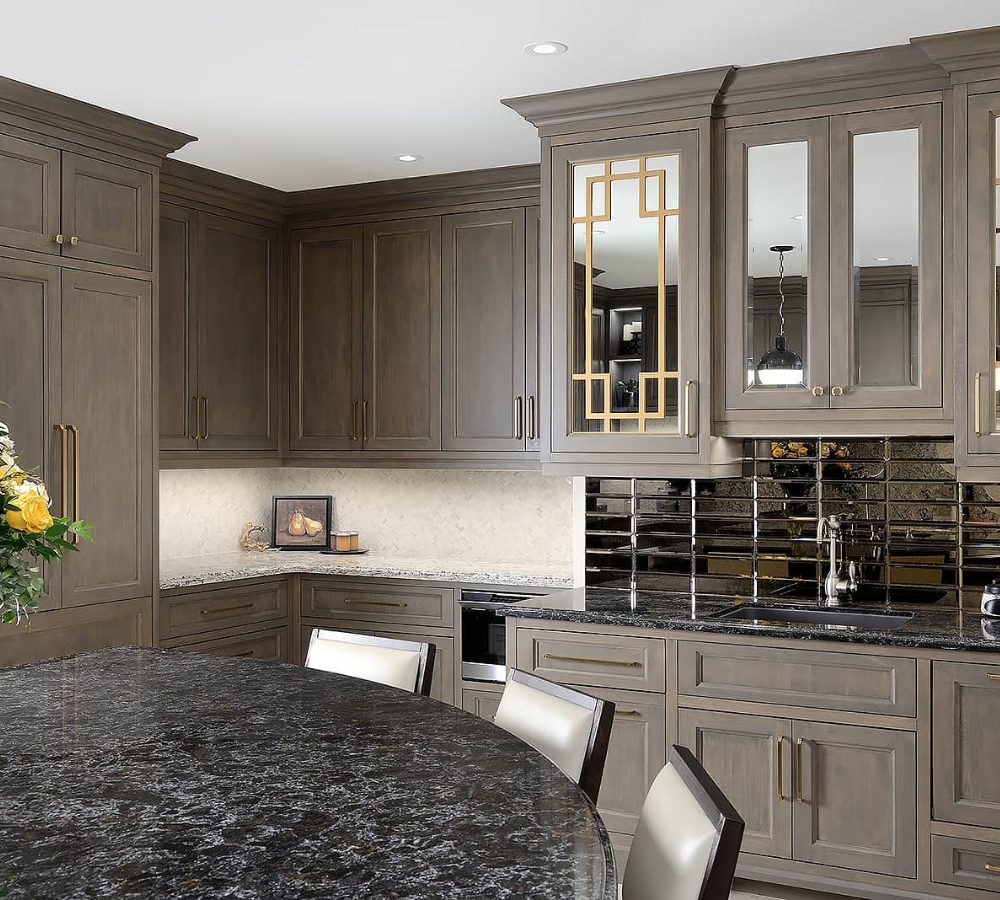 Grey wood kitchen with a granite worktop