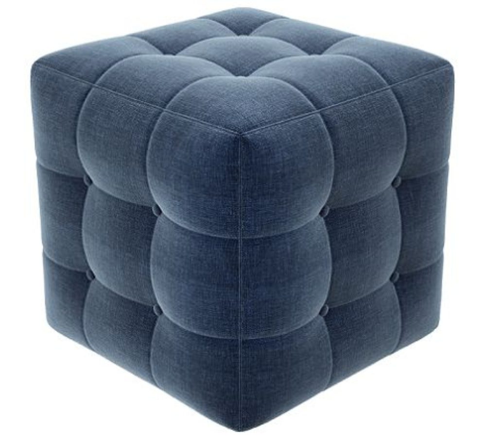 Pouf cubo blu trapuntato