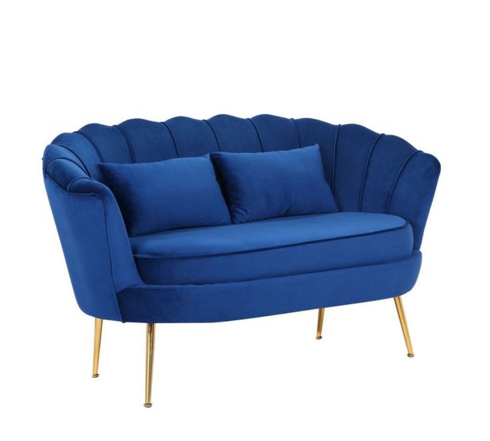 Divanetto a conchiglia in velluto blu