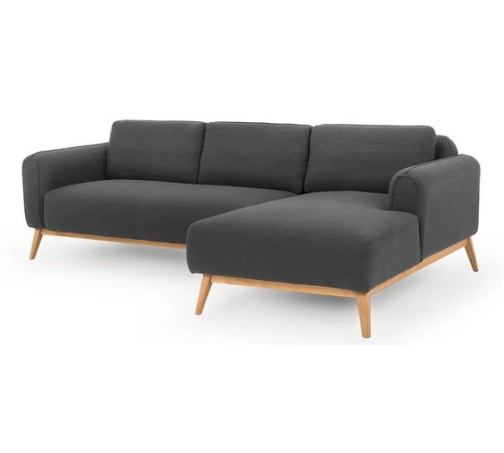 Divano angolare grafite su base in legno