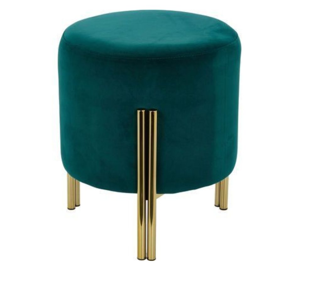 Pouf in velluto smeraldo su gambe dorate